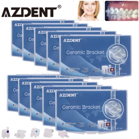 AZDENT Dental Orthodontic Ceramic Brackets Roth.022 345 Hooks Marked Braces