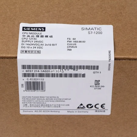 6ES7 214-1AG31-0XB0 NEW SIEMENS CPU 6ES7214-1AG31-0XB0 S7-1200 CPU 1214C