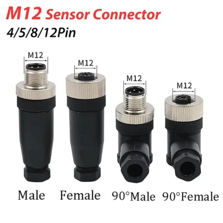 M12 Sensor Connector 45812 Pin MaleFemale StraightRight Angle Plug 0cn PG7