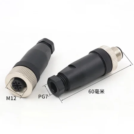 PG7 M12 Sensor Connector 45812 Pin MaleFemale StraightRight Angle Plug IP67
