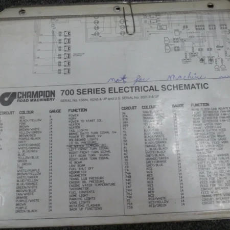Champion 710 715 715A 720 Series I Motor Grader Electrical Schematics Manual