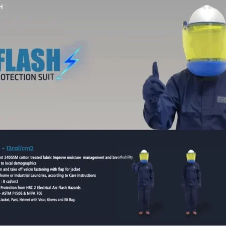 Blue Arc Flash 8Cal Suits Flame Resistant Protection for Electrical Safety