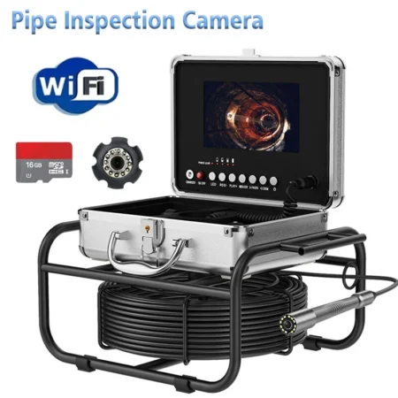 Wireless WiFi Pipe Inspection Camera 7" Monitor HD Sewer Industrial Endoscope