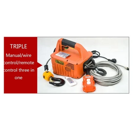 500KG Load Portable Electric Winch Traction Hoist ManualRemote ControlWire