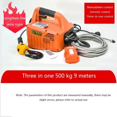 500KG Load Portable Electric Winch Traction Hoist ManualRemote ControlWire