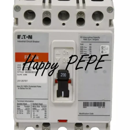 New Eaton FD3200 Molded Case Circuit Breaker - 200A, 3-Phases, 600V