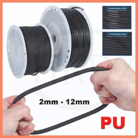 PU Solid Round Belts Polyurethane Drive Belting Diameter 2mm-12mm Smooth  Rough