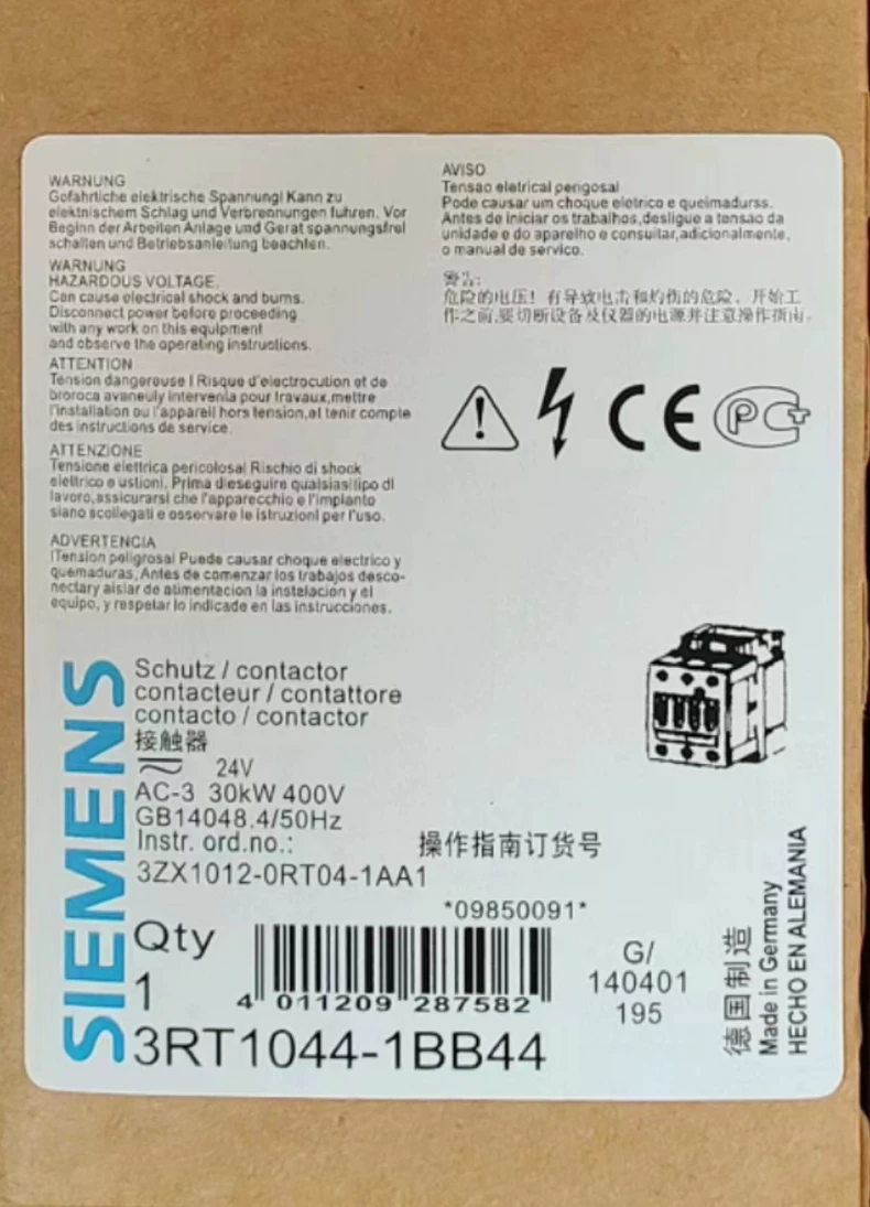 SIEMENS 3RT1044-1BB44 Power Contactor
