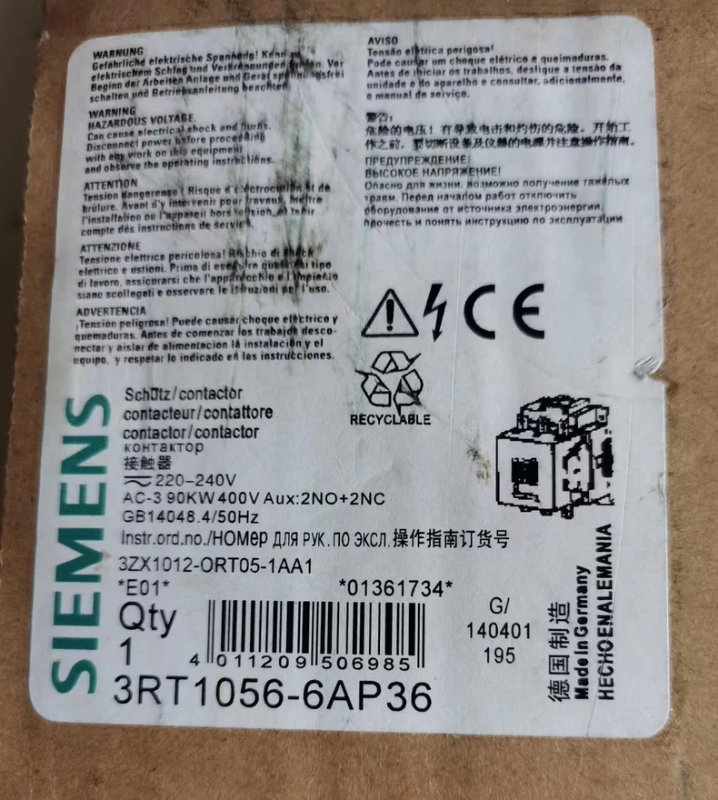 SIEMENS 3RT1056-6AP36 Contactor