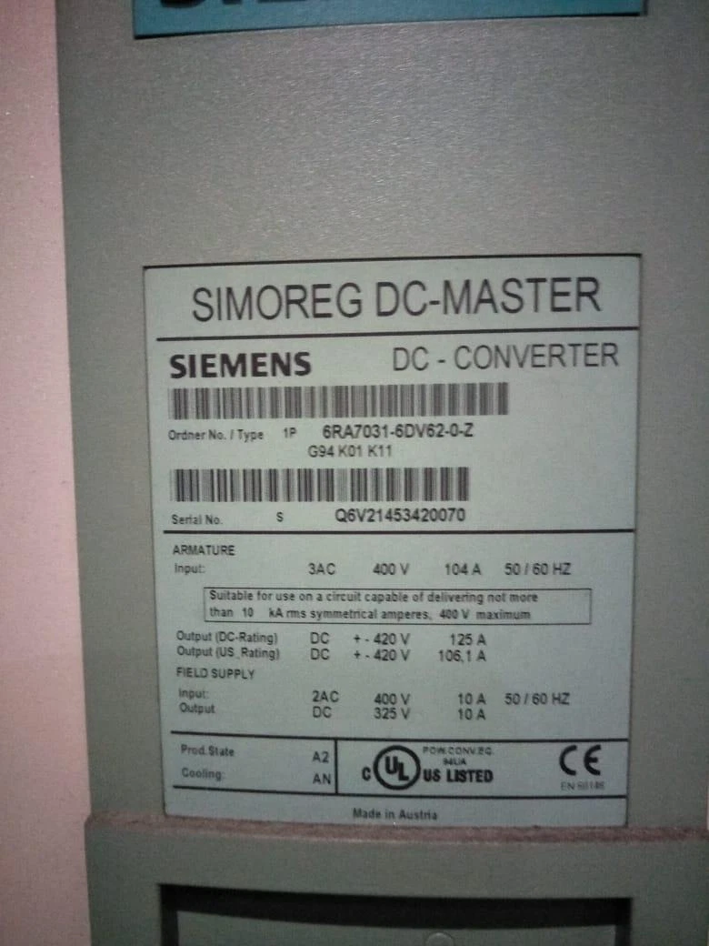 SIEMENS 6RA7091-6DV62-0-Z Master Converter