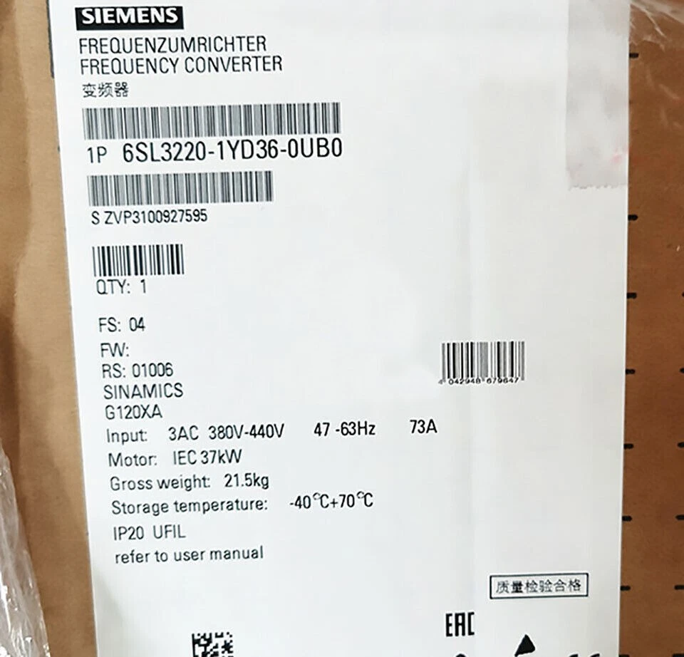 SIEMENS Inverter 6SL3220-1YD36-0UB0