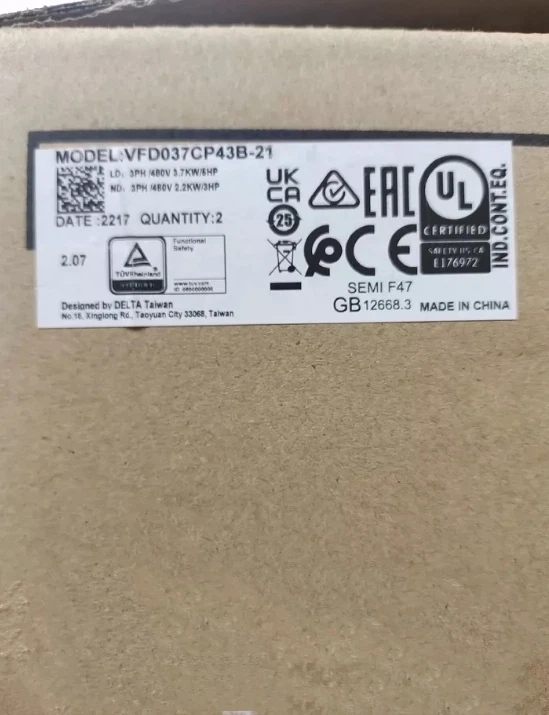 DELTA Inverter Frequency Converter VFD037CP43B-21