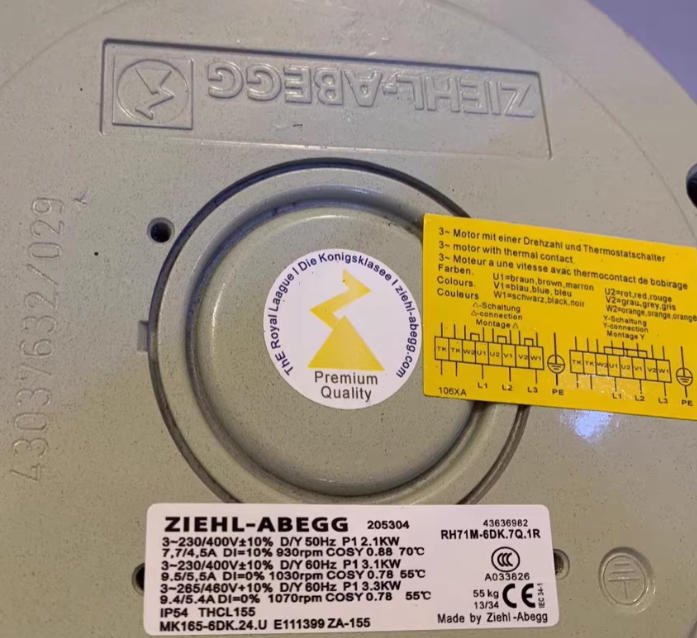 ZIEHL-ABEGG RH71M-6DK.7Q.1R Cooling Fan