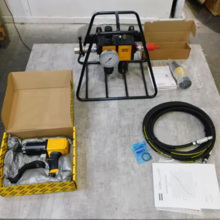 NEW Atlas Copco RTP1300-HR20 Pneumatic Pistol Nutrunner W/ FRL Stand, 3/4" Drive