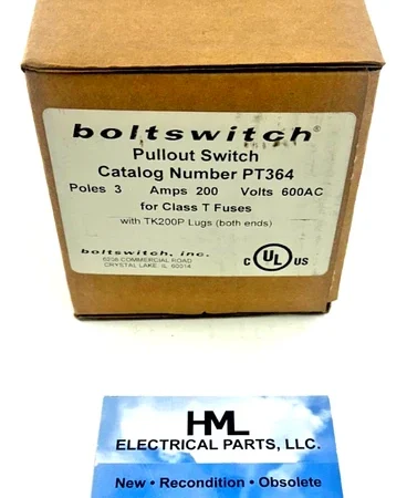 BOLTSWITCH, PT364, 200A, 600V, 3 POLE, FUSE PULL FOR CLASS T FUSES *NEW IN BOX