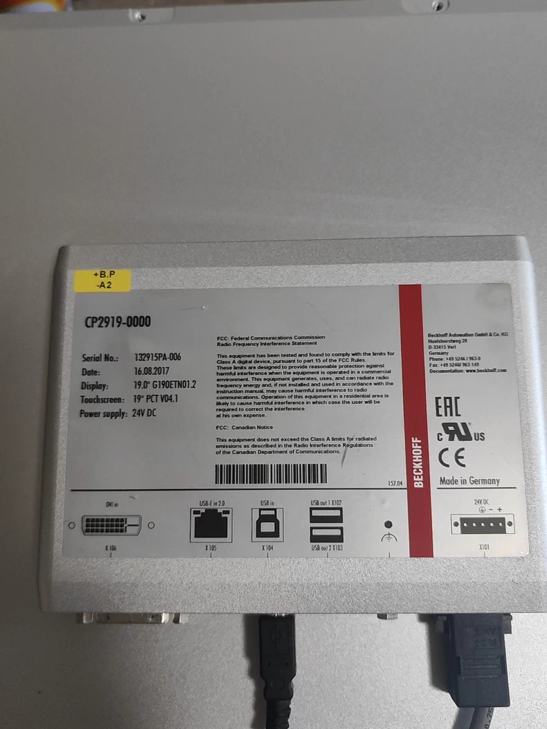 BECKHOFF Screen CP2919-0000 Touch 1 CP2919-0000