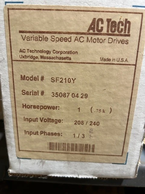 Variable Speed Drive 1hp 1/3PH 208/240V Chassis-new Surplus SF210Y AC 1 SF210Y