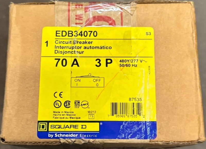 Square Circuit Breaker 70 3 480Y/277V EDB34070 D Amp Pole 1 EDB34070