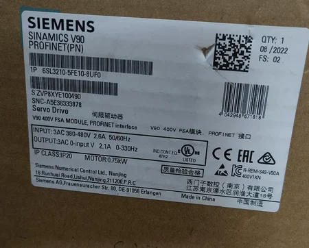 SIEMENS 6SL3210-5FE10-8UF0 Servo Drive for Motion Control