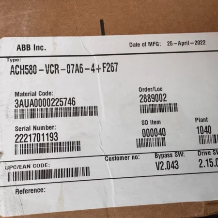 ABB ACH580-VCR-07A6-4+F267 Variable Frequency Drive